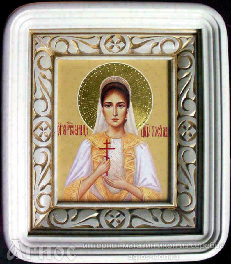 Рукописная икона страстотерпицы царицы Александры Романовой, фото 1