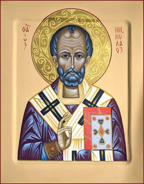 Рукописная икона святителя Николая Мирликийского Чудотворца