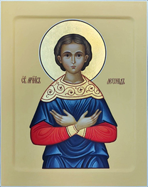Рукописная икона мученика Леонида