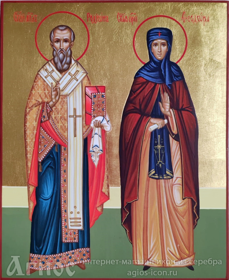 Рукописная икона Апостола Родиона и преподобной Феодоры Александрийской, фото 1