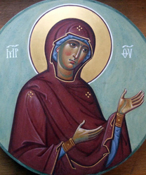 Рукописная икона Деисусная Пресвятой Богородицы