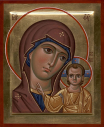 Рукописная икона Богородицы Казанская
